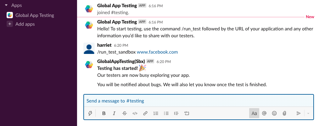 2-Launch test in Slack - bugs in real time